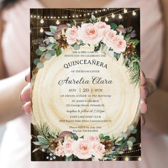 Quinceañera Rustic Blush Floral Enchanted Forest