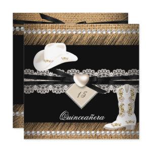 Quinceanera Rustic Burlap Cowgirl Hat Boots Party