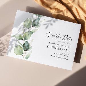 Quinceanera Rustic Eucalyptus 15th Birthday Save The Date
