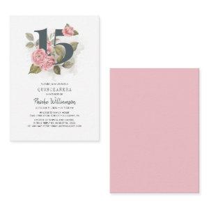 Quinceanera Rustic Floral 15th Birthday Botanical Note Card