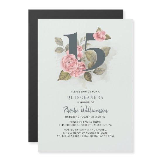 Quinceanera Rustic Floral 15th Birthday Magnetic