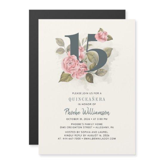 Quinceanera Rustic Floral 15th Birthday Magnetic