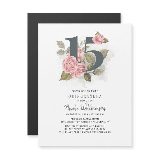 Quinceanera Rustic Floral 15th Birthday Magnetic