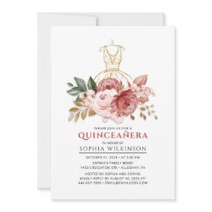 Quinceanera Rustic Floral Faux Gold Dress 15th