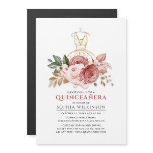 Quinceanera Rustic Floral Faux Gold Dress 15th Magnetic