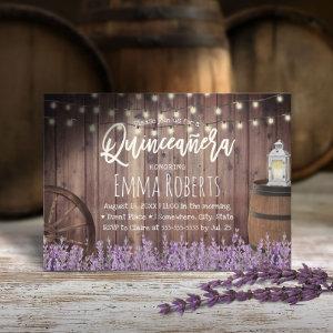 Quinceanera Rustic Lavender Flowers & Lantern