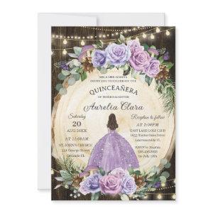 Quinceañera Rustic Purple Floral Enchanted Forest