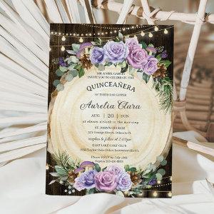 Quinceañera Rustic Purple Floral Enchanted Forest