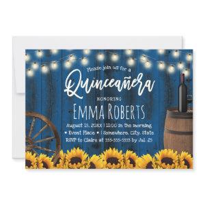 Quinceanera Rustic Sunflowers Barrel Navy Blue