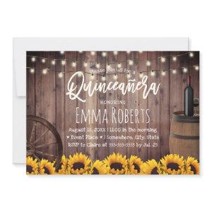 Quinceanera Rustic Sunflowers Wood Barrel Birthday