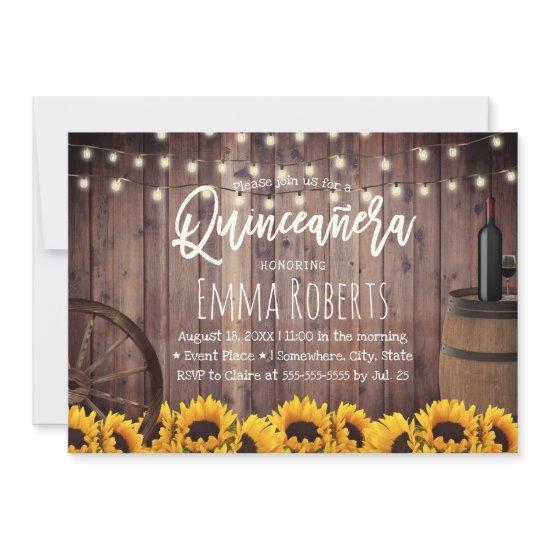 Quinceanera Rustic Sunflowers Wood Barrel Birthday