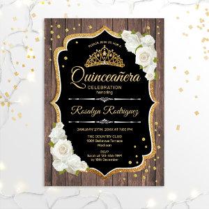 Quinceanera - Rustic Wood Gold White