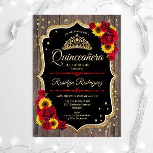 Quinceanera - Rustic Wood Sunflowers Roses