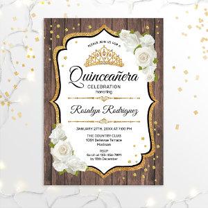 Quinceanera - Rustic Wood White Gold