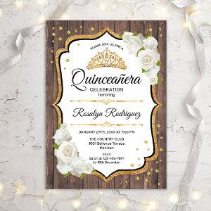 Quinceanera - Rustic Wood White Roses