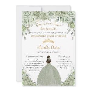 Quinceañera Sage Green Floral Dama Request