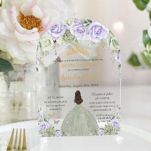 Quinceañera Sage Green Purple Lilac Floral Arch Acrylic