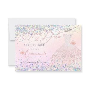 Quinceanera Save Date Holographic Confetti  Invita