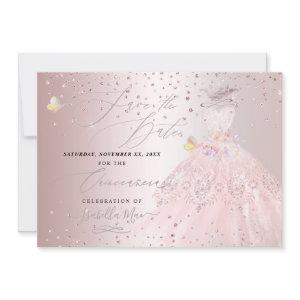 Quinceanera Save the Date Blush Rose Sweet Peas