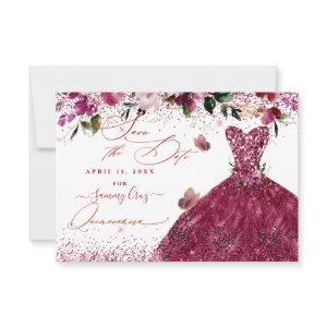 Quinceanera Save the Date Cherry Red Dress