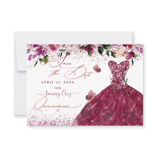 Quinceanera Save the Date Cherry Red Dress