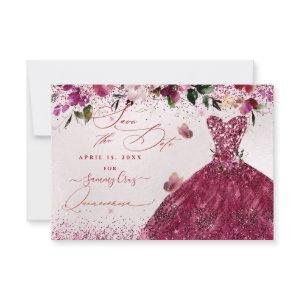 Quinceanera Save the Date Cherry Red Dress