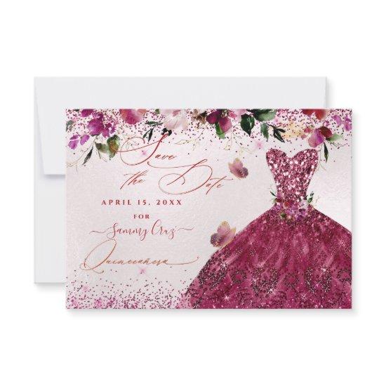 Quinceanera Save the Date Cherry Red Dress