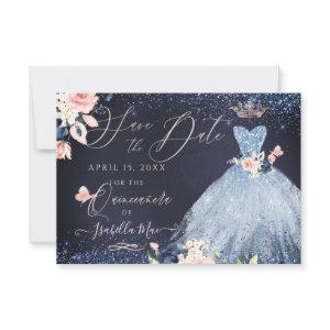 Quinceanera Save the Date  Dusty Blue Gown