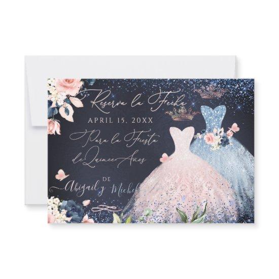 Quinceanera Save the Date  Dusty Blue Gown