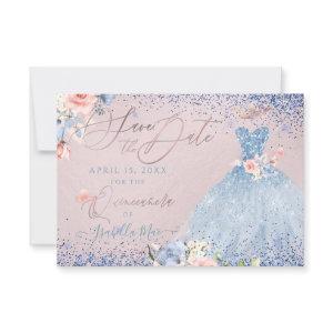Quinceanera Save the Date  Dusty Blue Gown