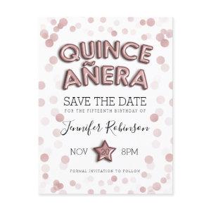 Quinceanera Save The Date Rose Gold Balloons Announcement Postcard