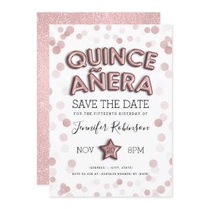 Quinceañera Save The Date Rose Gold Glitter