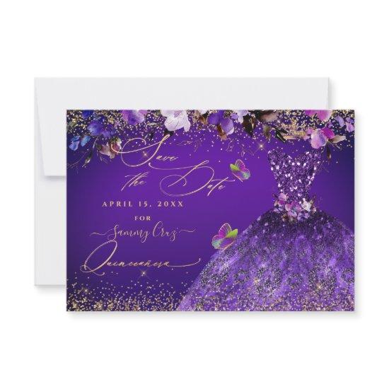 Quinceanera Save the Date Violet Purple Dress