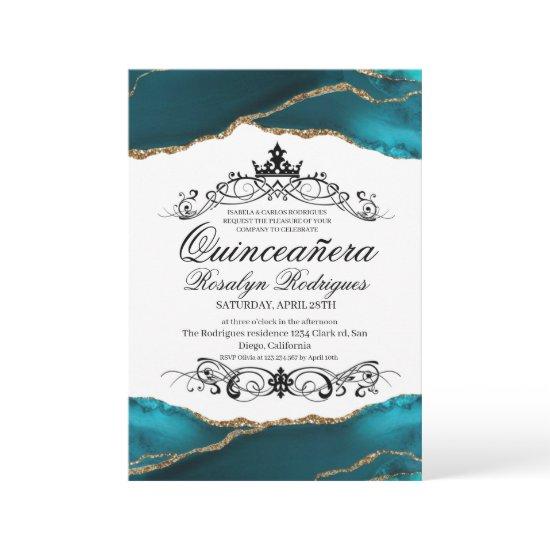 Quinceañera Script Turquoise Agate Photo  15th