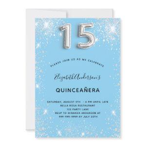 Quinceanera silver baby blue glitter dust