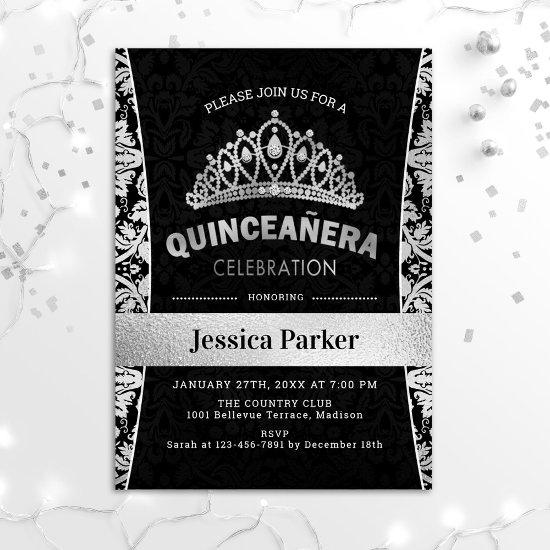 Quinceanera Silver Black Elegant