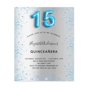 Quinceanera silver blue glitter budget  flyer