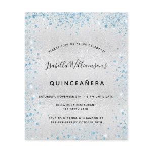 Quinceanera silver blue glitter budget  flyer