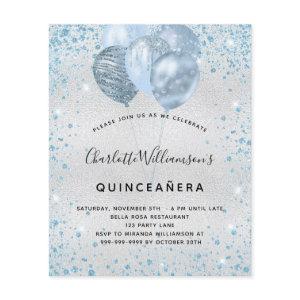 Quinceanera silver blue glitter budget  flyer