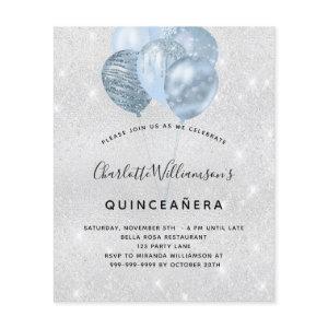 Quinceanera silver blue glitter budget  flyer