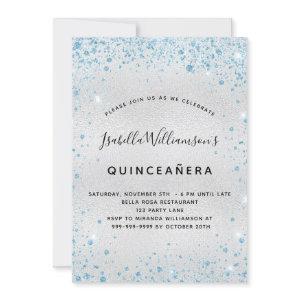 Quinceanera silver blue glitter