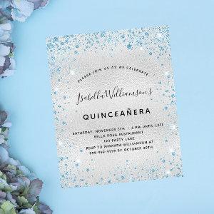 Quinceanera silver blue glitter