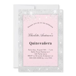 Quinceanera silver blush pink glitter dust