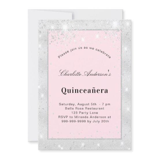 Quinceanera silver blush pink glitter dust
