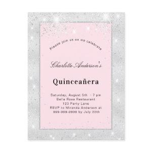 Quinceanera silver blush pink glitter dust  postcard