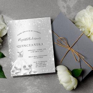 Quinceanera silver dress glitter budget  flyer