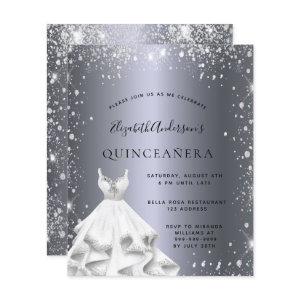 Quinceanera silver dress glitter
