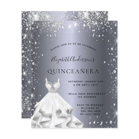 Quinceanera silver dress glitter