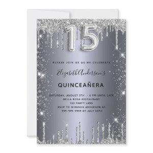 Quinceanera silver glitter drips