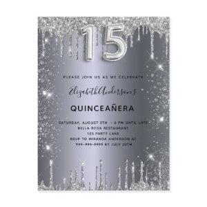 Quinceanera silver glitter dust  postcard